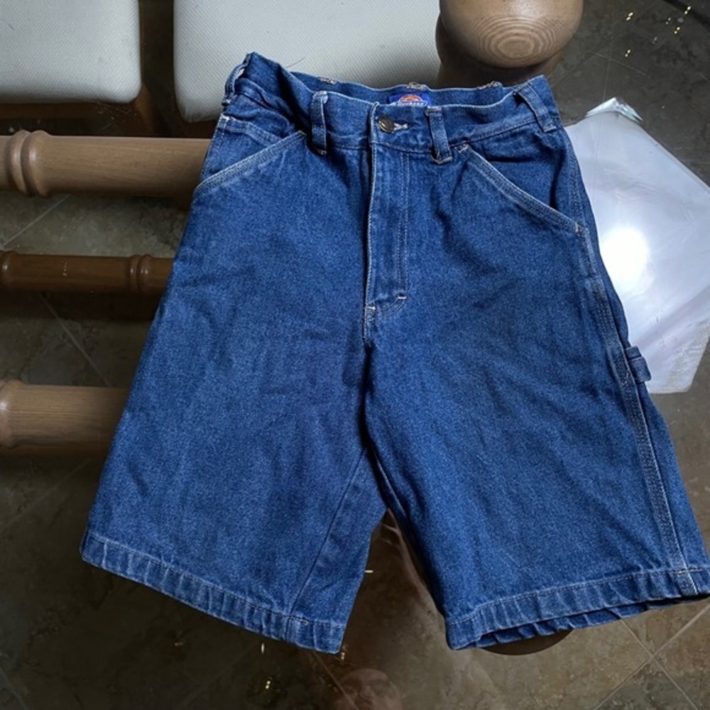 Vintage Y2k Dickies Denim Carpenter Shorts Blue‎ Size 10 Kids Utility Pockets